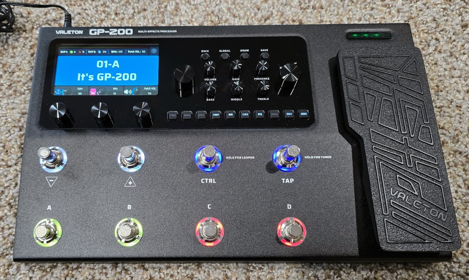 Valeton GP-200 Guitar Bass Amp IR Cabinet FX Loop MIDI I/O Expression Stereo OTG