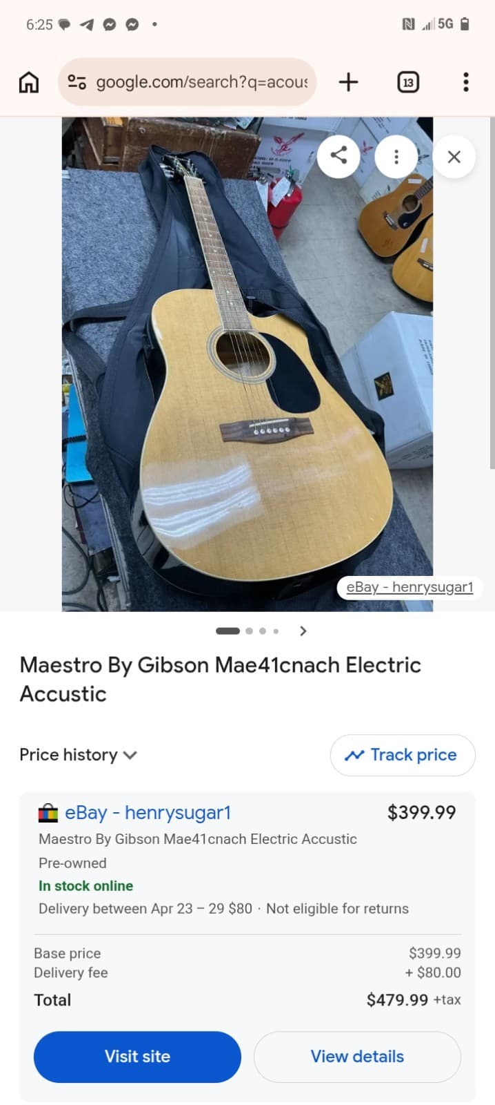 Vintage Gibson Maestro Macinach Acoustic 6-String Guitar for Restoration