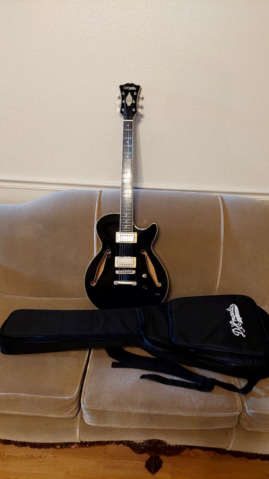 D'Angelico Excel SS Tour Semi-Hollow Guitar W/Supro Pickups, Tailpiece Black