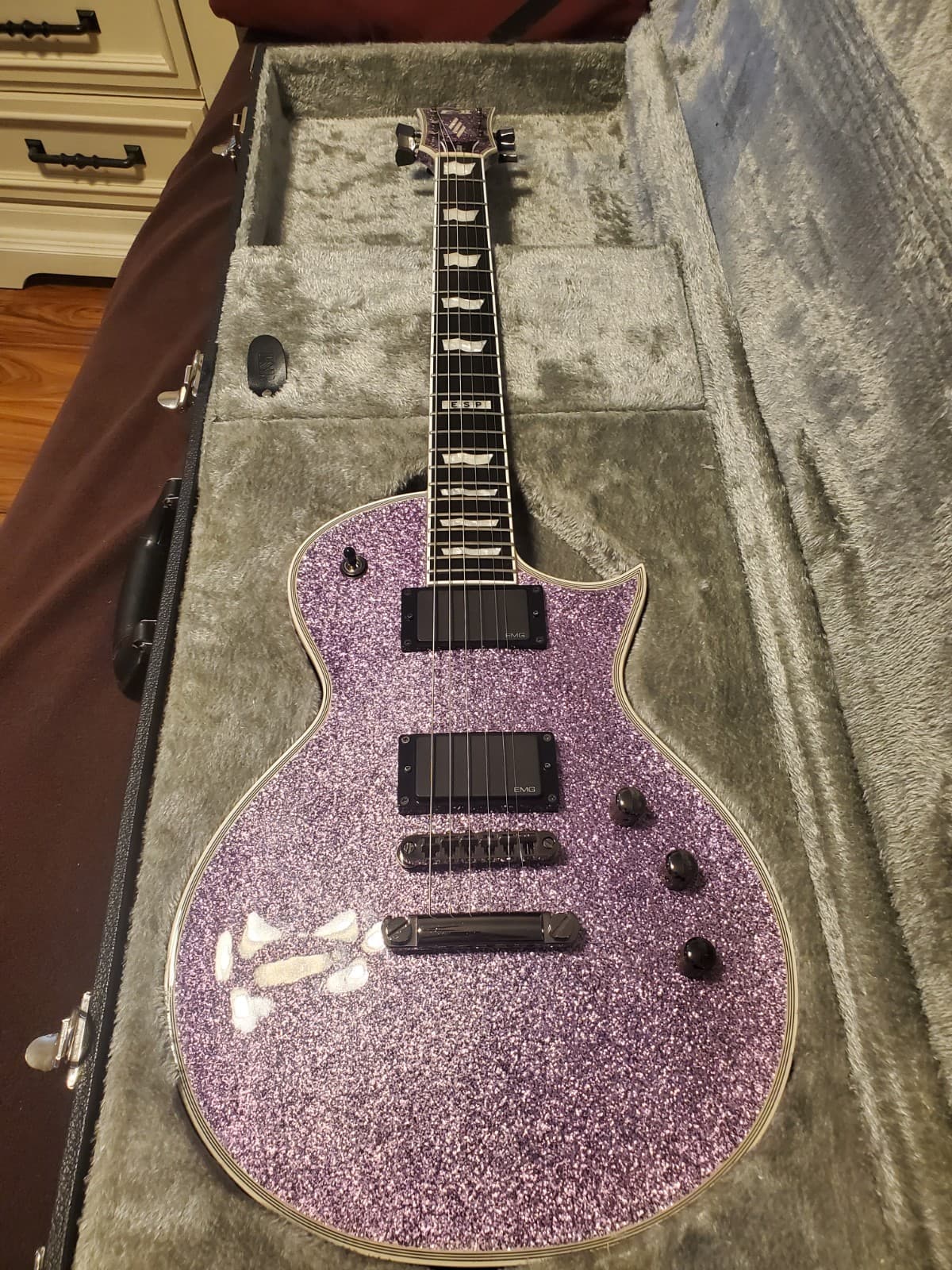 ESP E-II Eclipse DB Purple Sparkle Electric Guitar with hard shell case