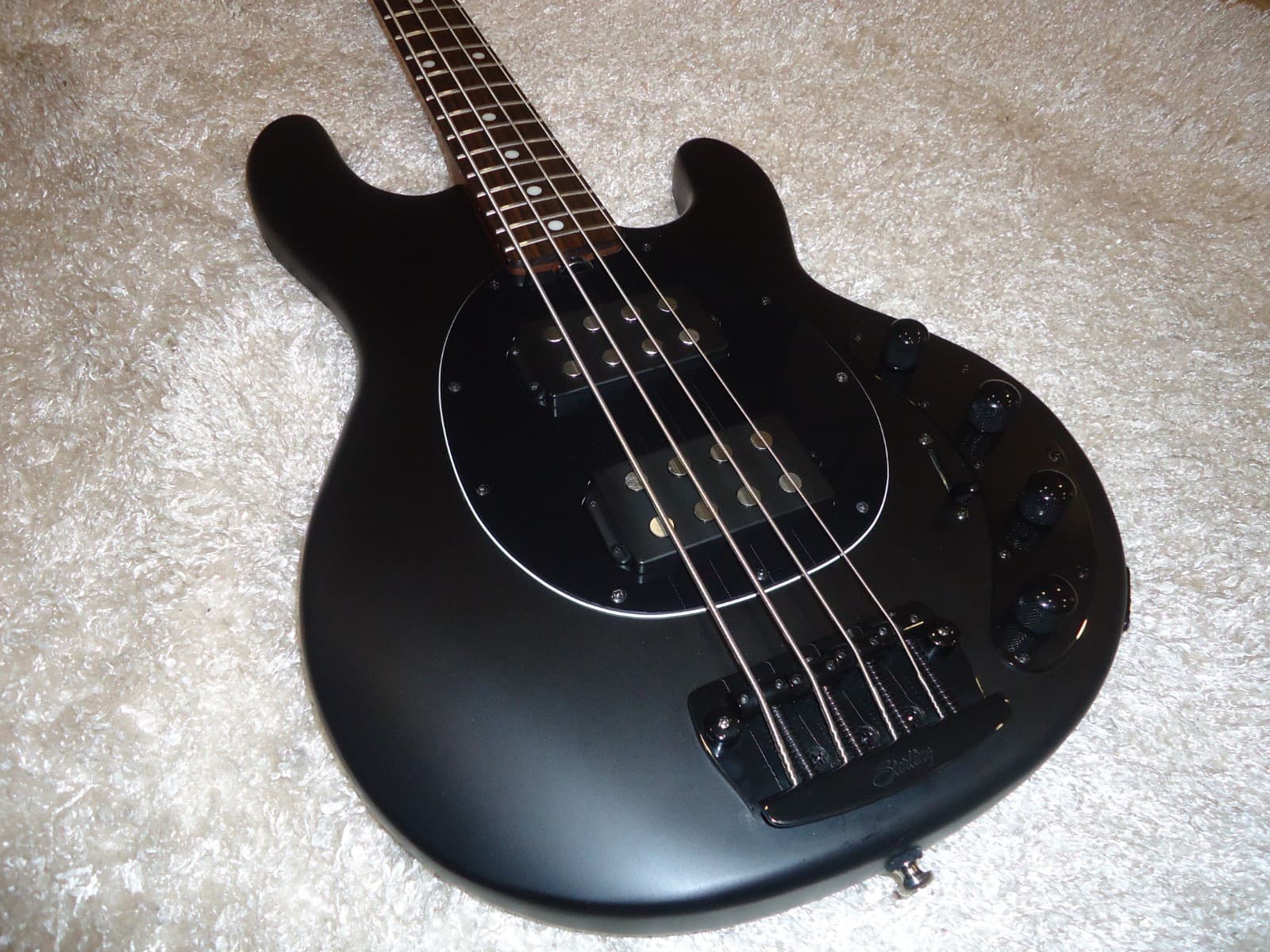 Sterling by Music Man Stingray Ray34 HH Stealth Black Bass Guitar.