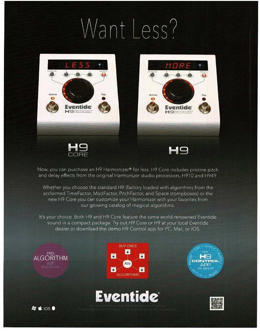 2014 EVENTIDE H9 Core Harmonizer Guitar Effects Pedal magazine ad