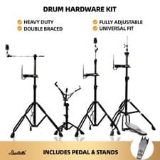 Drum Hardware Pack Set Hi Hat Snare Cymbal Stands Pedal Throne Kit
