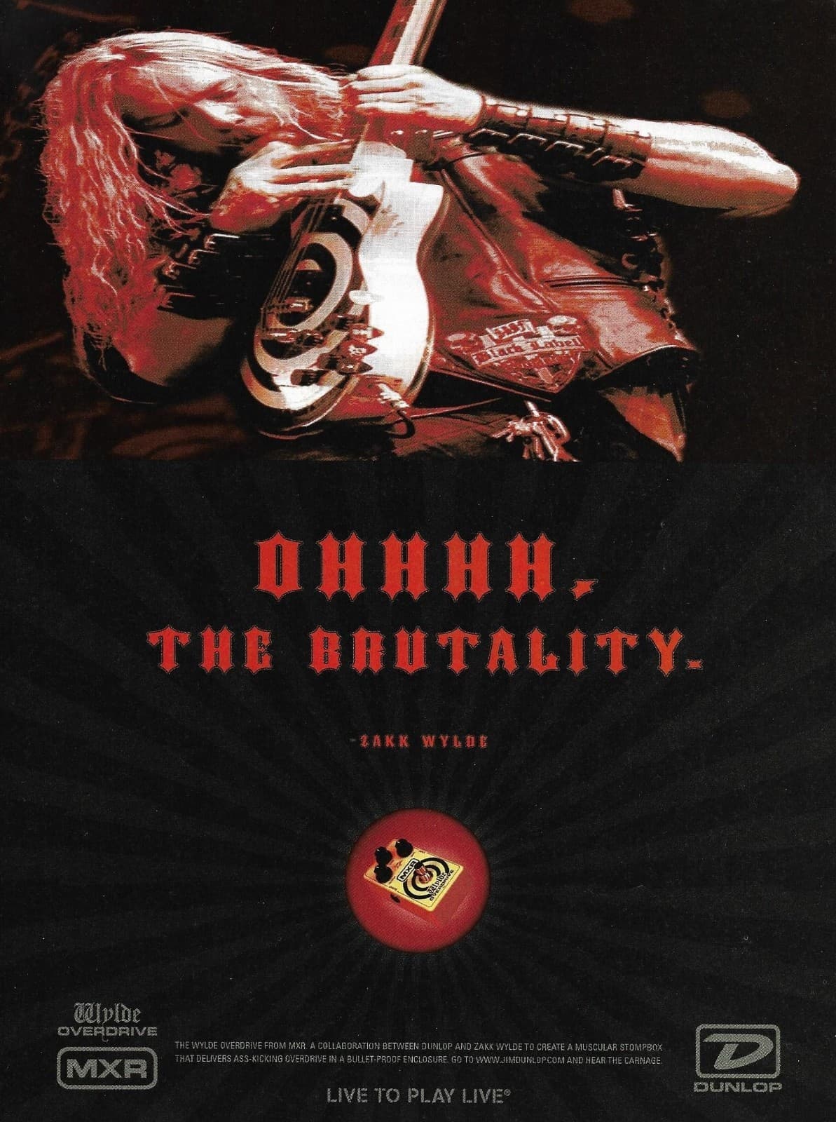 Zakk Wylde Signature MXR Overdrive Stompbox guitar effects pedal advertisement