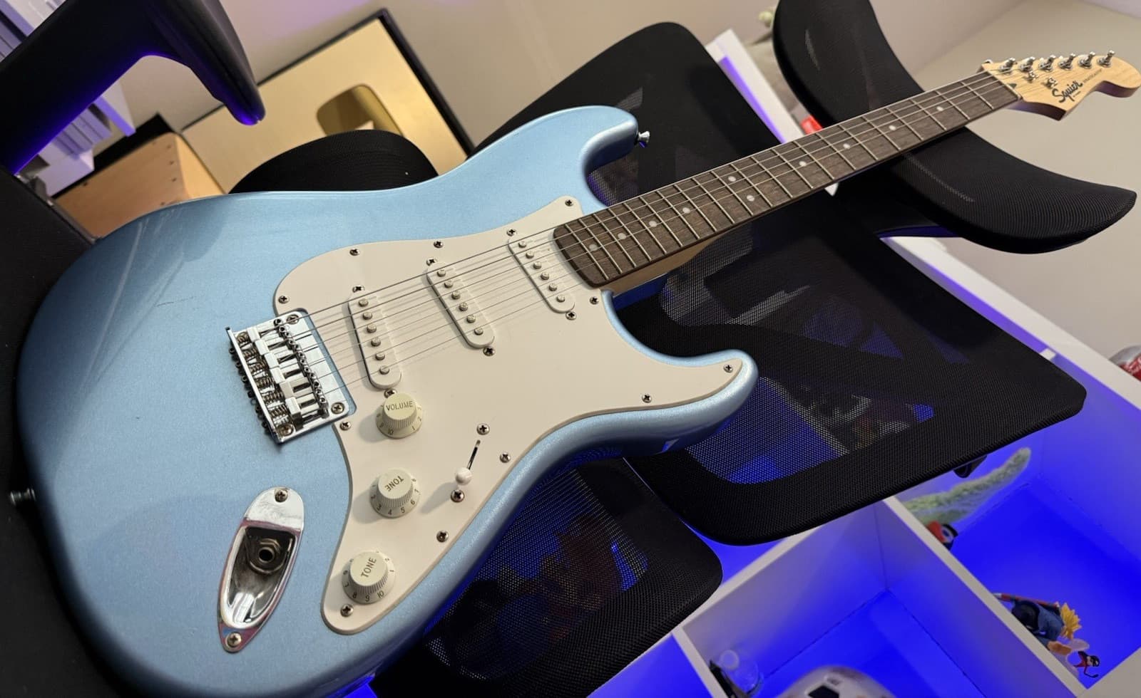 Squier Stratocaster Electric Guitar Blue 6 String Maple Neck