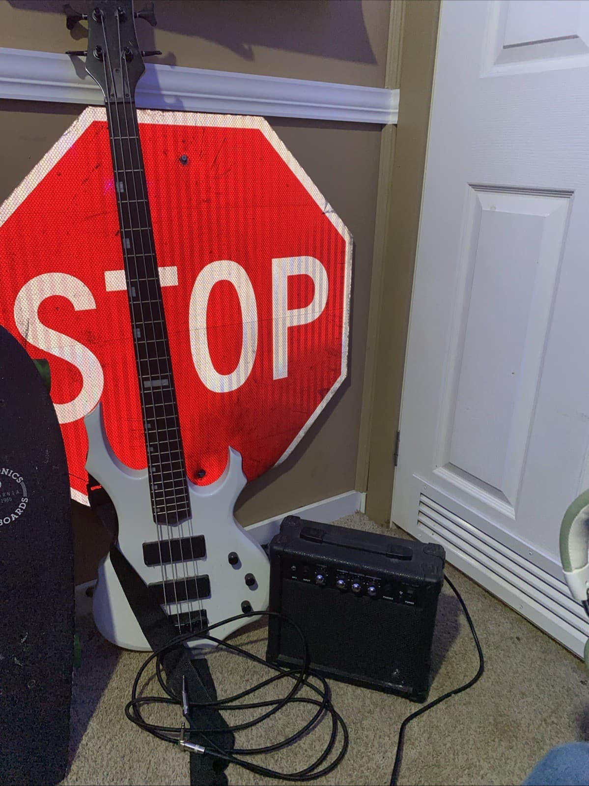 Bass Guitar With Chords And Speaker