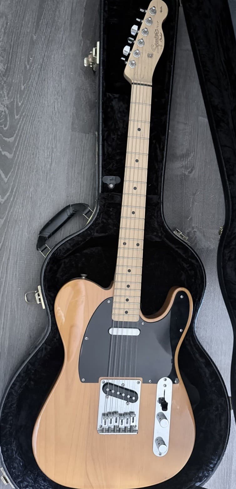 Squier Telecaster Electric Guitar Natural Solid-Body 6 String with Case