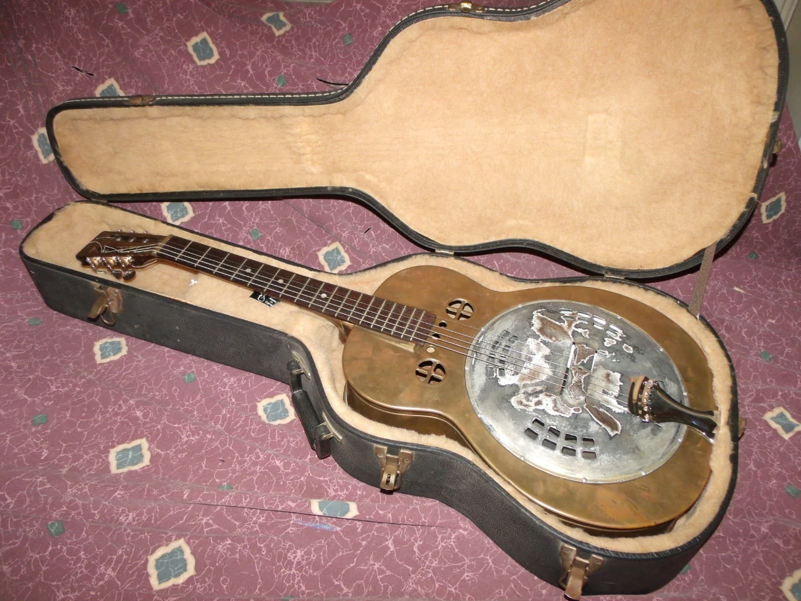 Vintage circa 1935 Dobro Model 32 Fiddle Edge Resonator Guitar re-necked