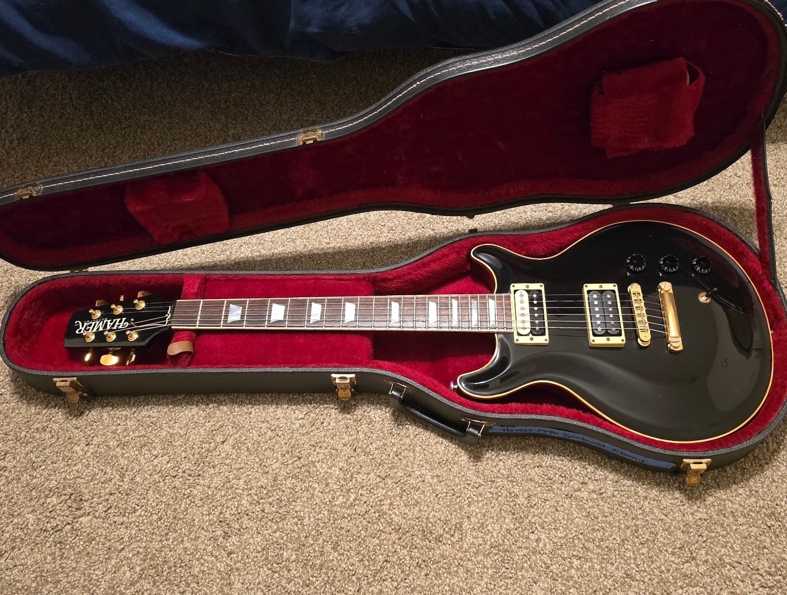 Hamer USA 1990 Sunburst Ebony Bound & Crowned VINTAGE Guitar w/OHSC, RARE & EXC!