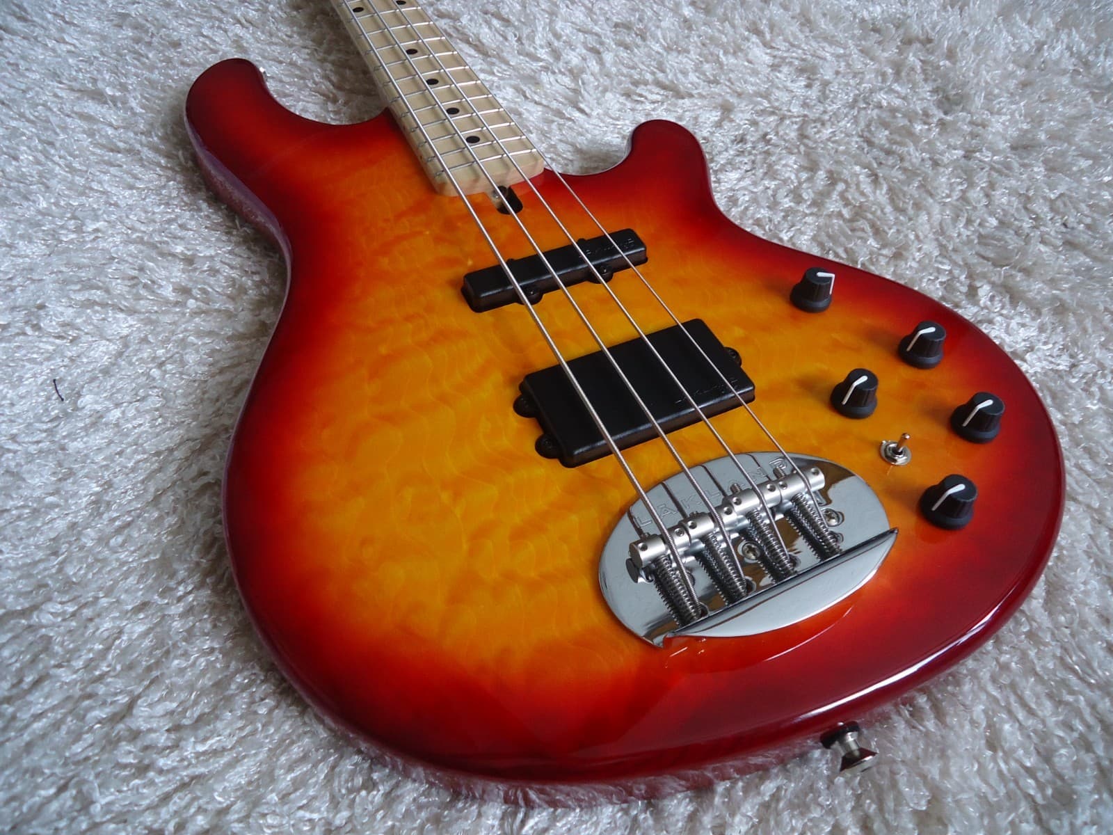 2020 Lakland 44-02 Deluxe Quilted Top Cherry Burst Bass Guitar Maple Fingerboard