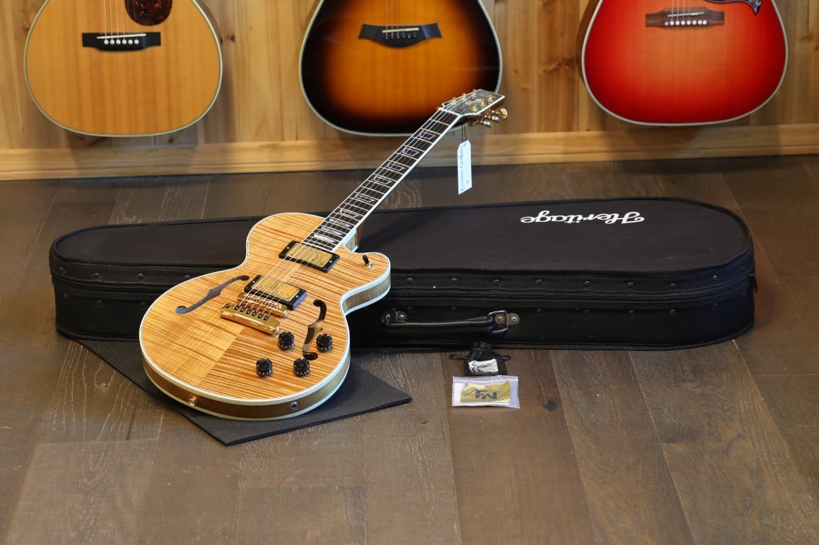 2000 Heritage Millennium 2000 Semi-Hollow Guitar Great Flame Top Natural + OHSC