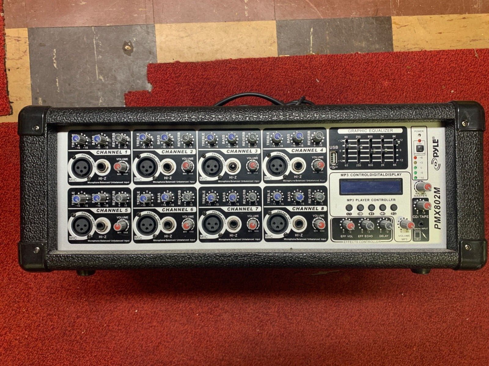 PYLE AUDIO PMX802M 8 CHANNEL POWERED MICROPHONE SYSTEM/MIXER - FREE SHIP