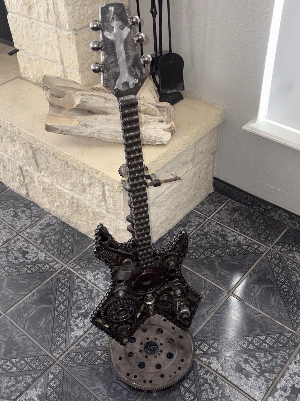 Scrap Metal Guitar Wall Art – Heavy Metal Sculpture Car, Bike, Nuts & Bolts