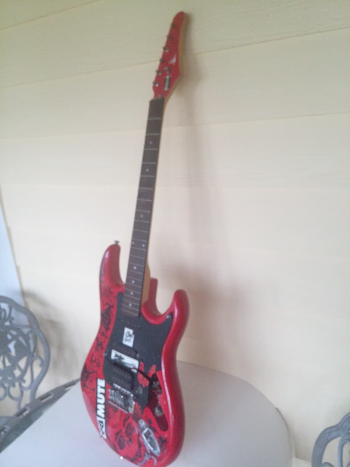 Electric Guitar Red Black Right Handed Roughly 39 By 13 Inch