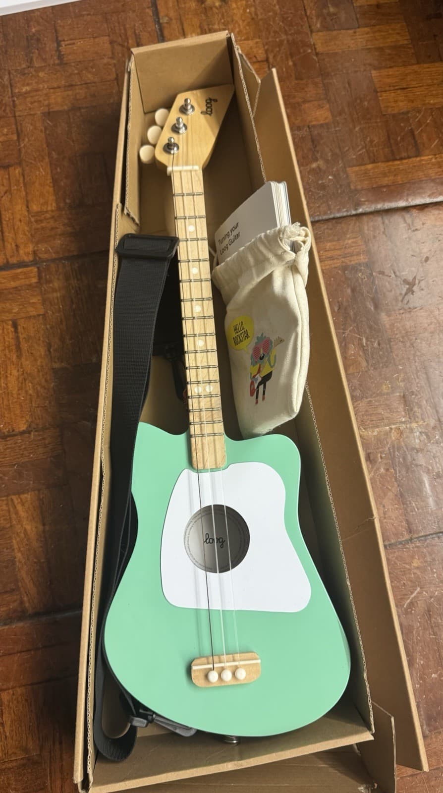 Loog Mini Acoustic Guitar Mint Green 3-String