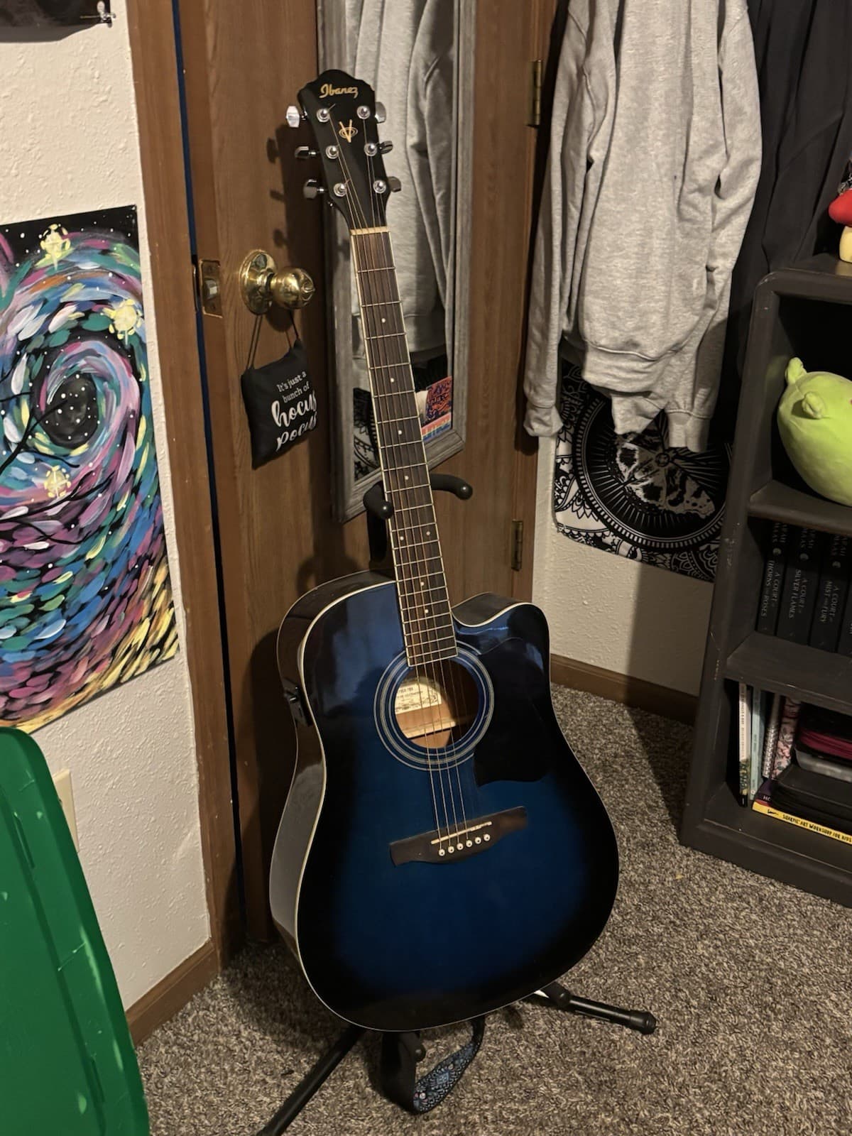 Ibanez Blue Dreadnought Cutaway Acoustic Guitar 6-String Right-Handed w/ Gig Bag