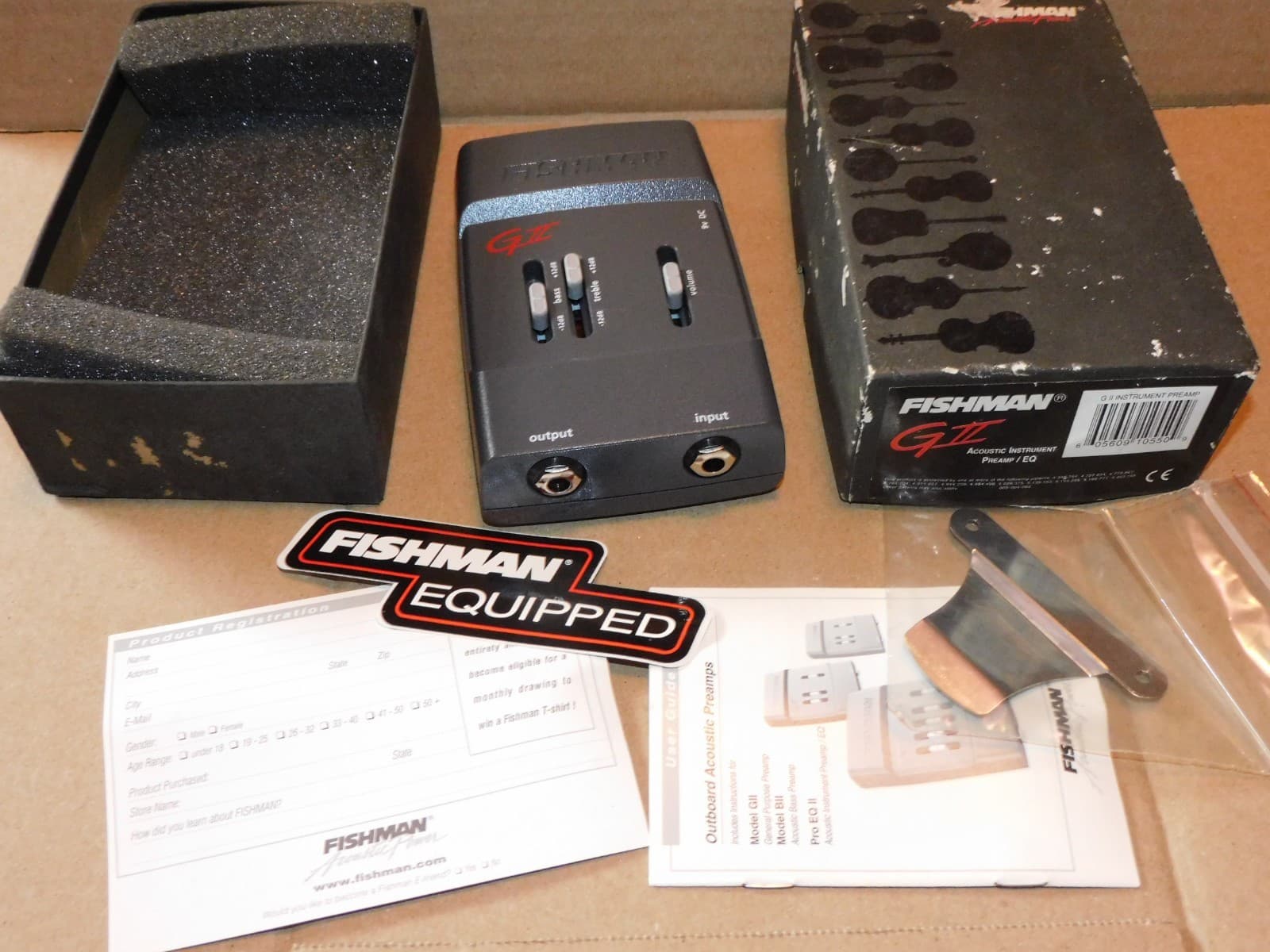 Vintage Fishman GII Acoustic Guitar Instrument Preamp EQ with Box Papers