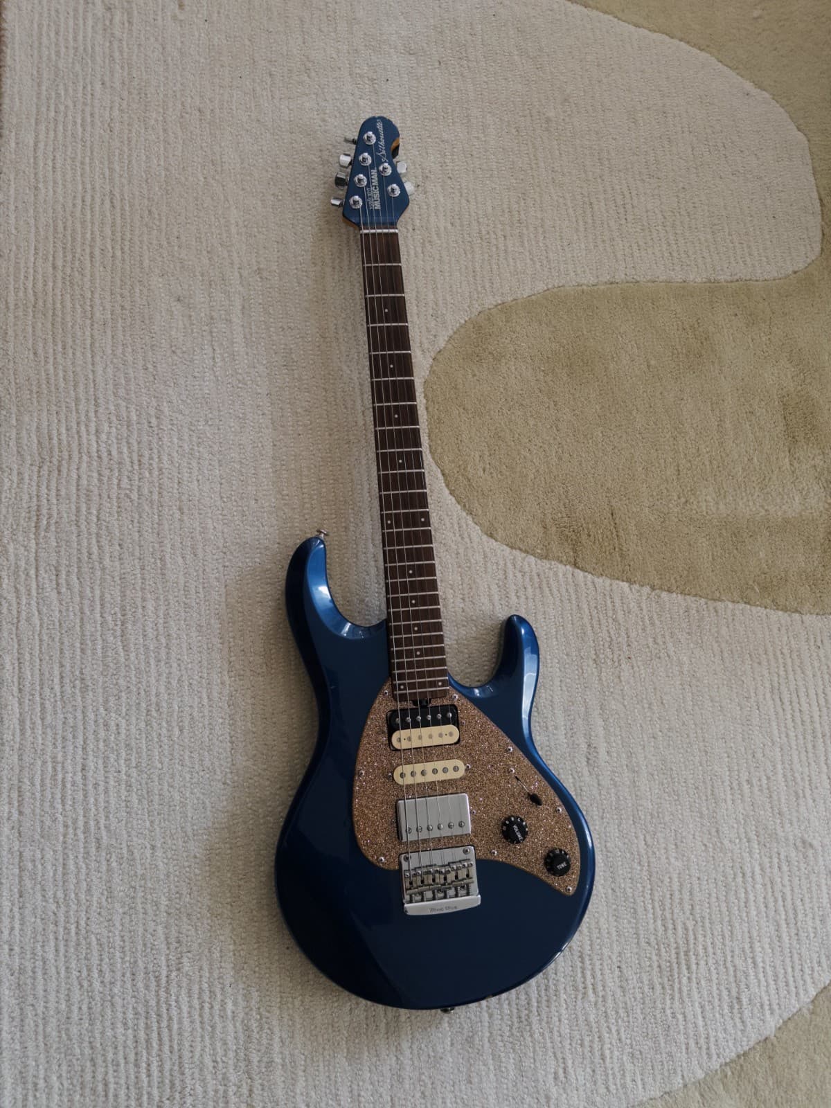 Ernie Ball Music Man Silhouette HSH Electric Guitar Blue Pearl