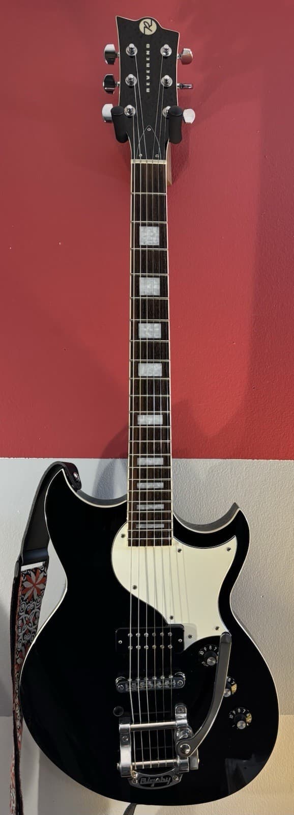 2021 Reverend Sensei Jr Midnight Black Dimarzio Tone Zone P90 American Bigsby