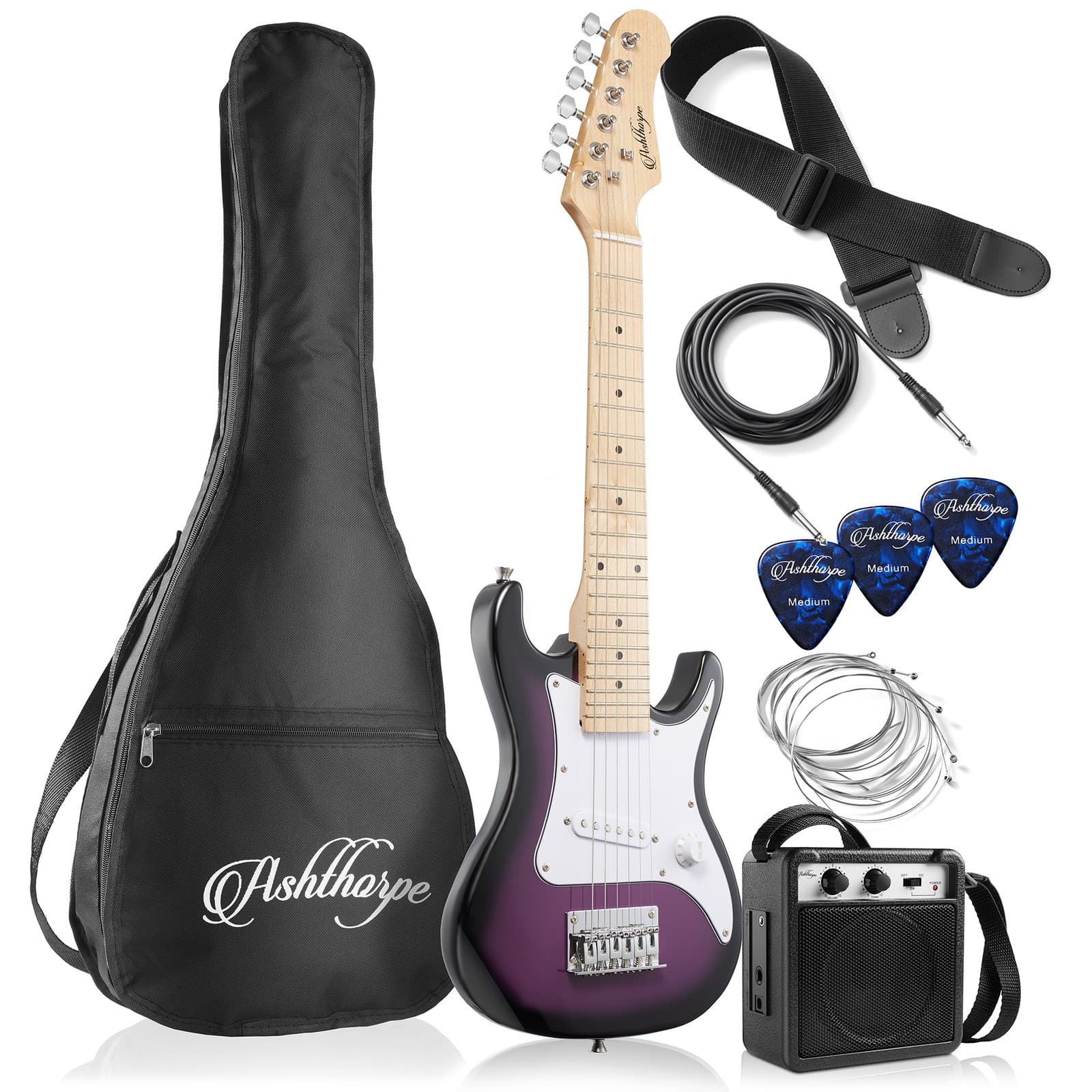 OPEN BOX - 30" Beginner Electric Guitar & Amplifier -Purple, Kid's Starter Kit