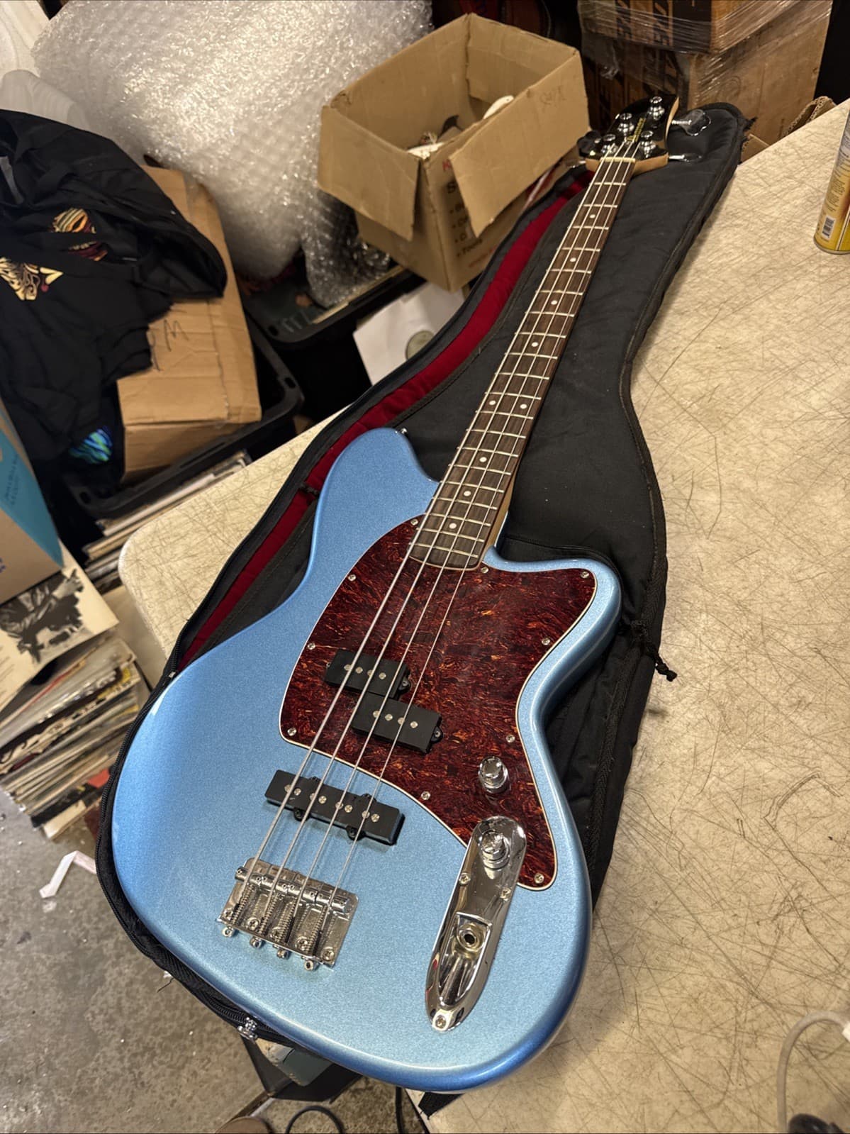 Ibanez Talman four string electric bass guitar TMB100 - light blue metallic 34"