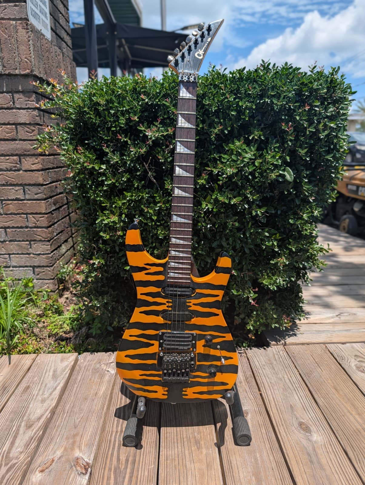Charvel by Jackson/Charvel Electric Guitar Orange and Black Stripes (018358)
