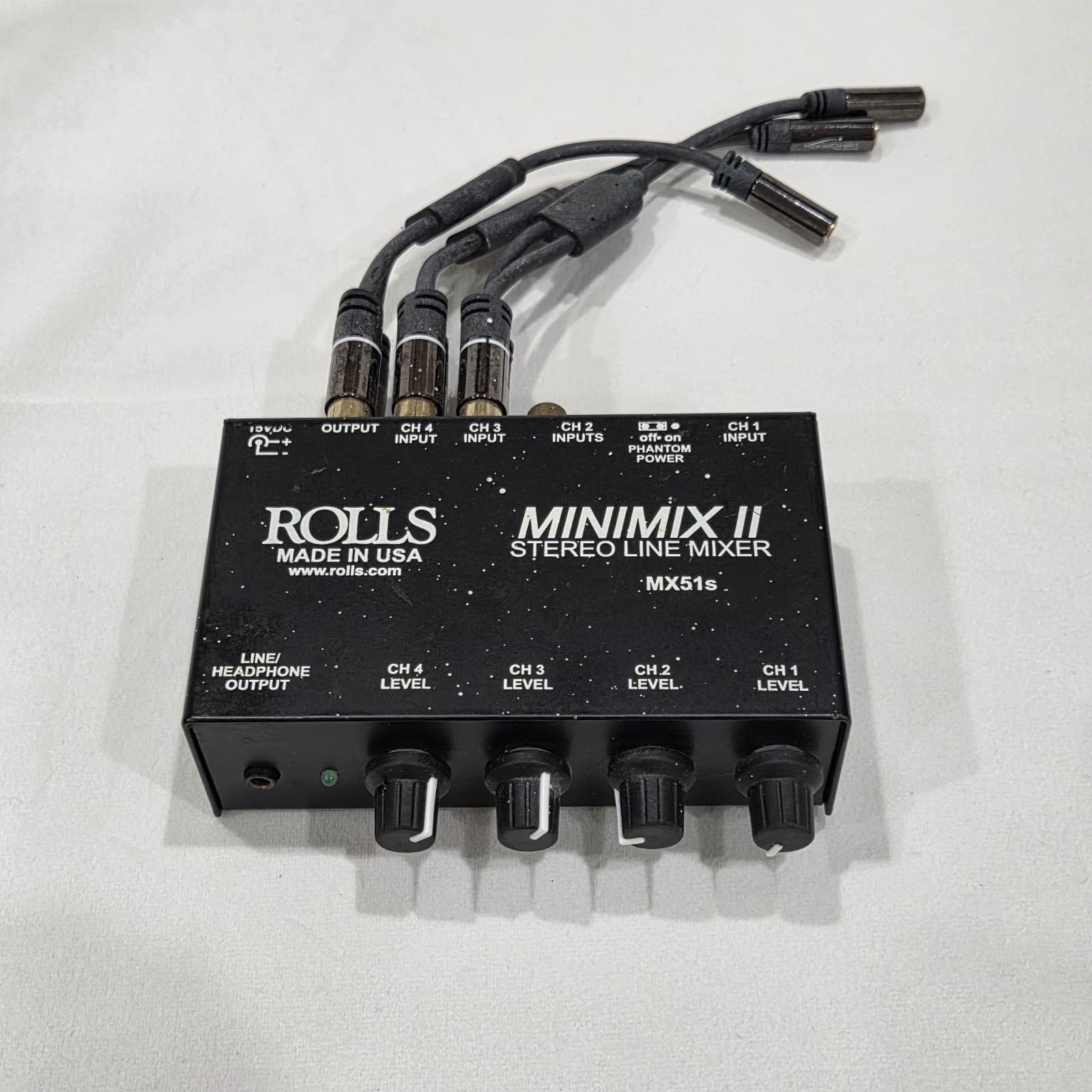 Rolls MX51s MiniMix II Stereo Mixer 4 Ch Line Mic Phantom Power MX51 Audio Unit