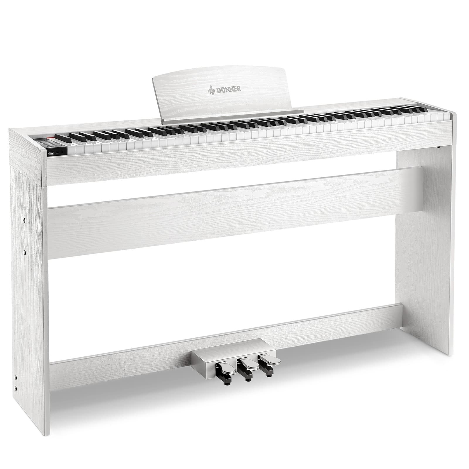Donner DDP-50 Lite Digital Piano Keyboard Wooden 88 Weight Key With Stand White