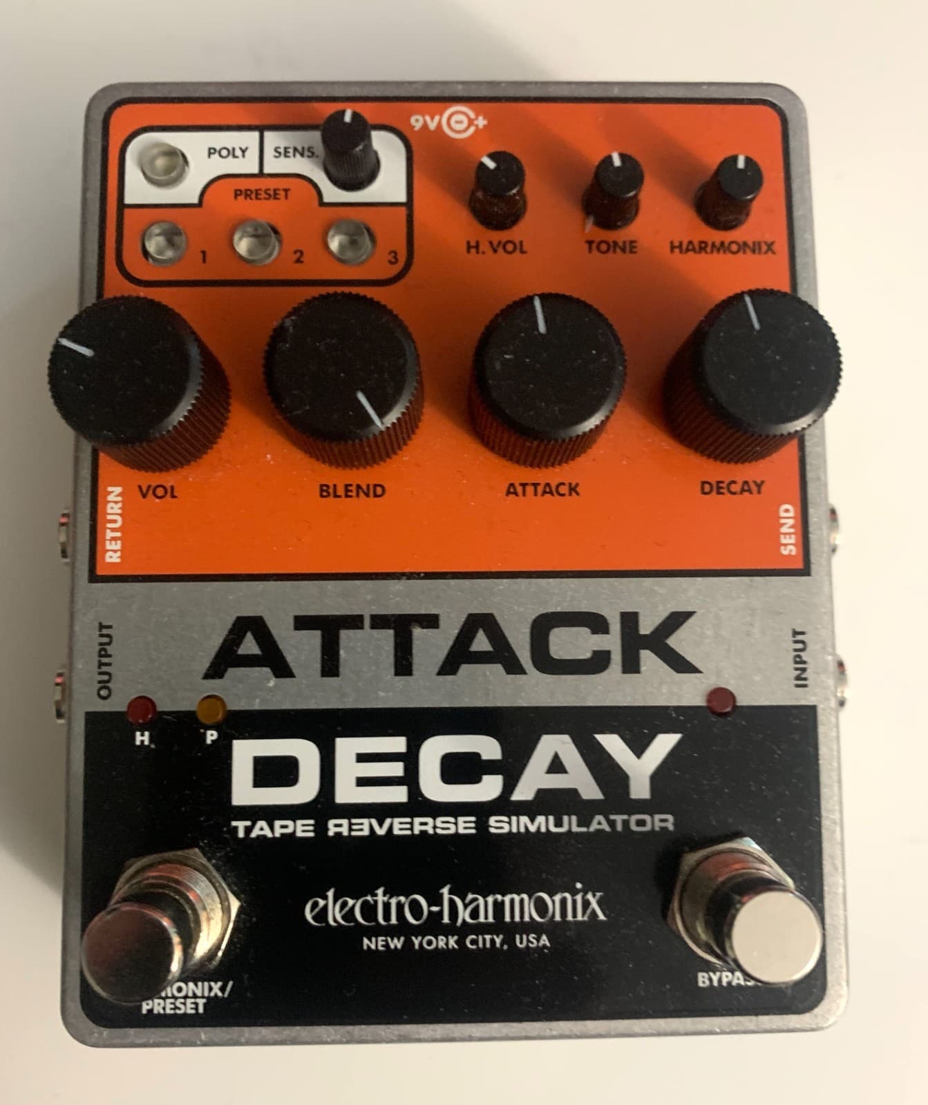 Electro Harmonix EHX Attack Decay Tape Reverse Simulator Effects Pedal, Guitar