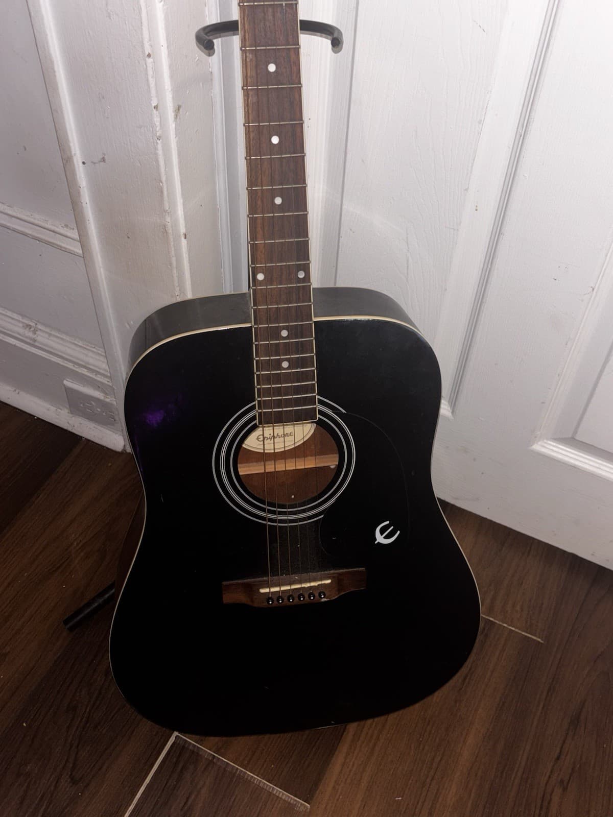 Epiphone DR-100 Dreadnought Acoustic Guitar - Ebony - Snapped Off Headstock