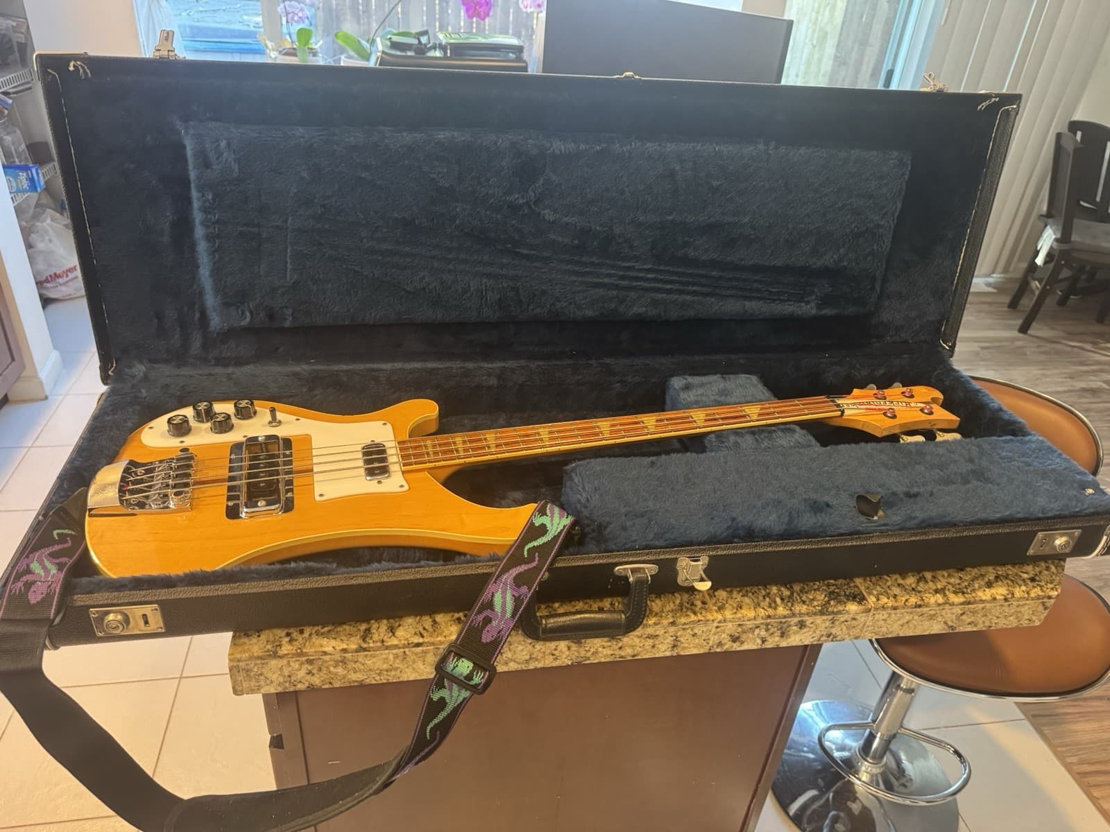 1975 lefty Rickenbacker 4001 Electric Bass Guitar 4 String Natural Maple w/ Case