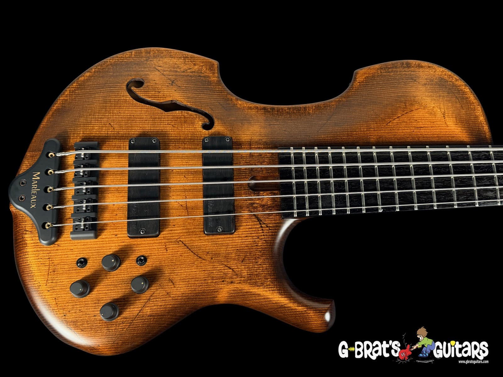 2024 MARLEAUX CONTRA 5-STRING ACTIVE BASS w NECK-THRU & SINGLE F-HOLE OLD VIOLIN