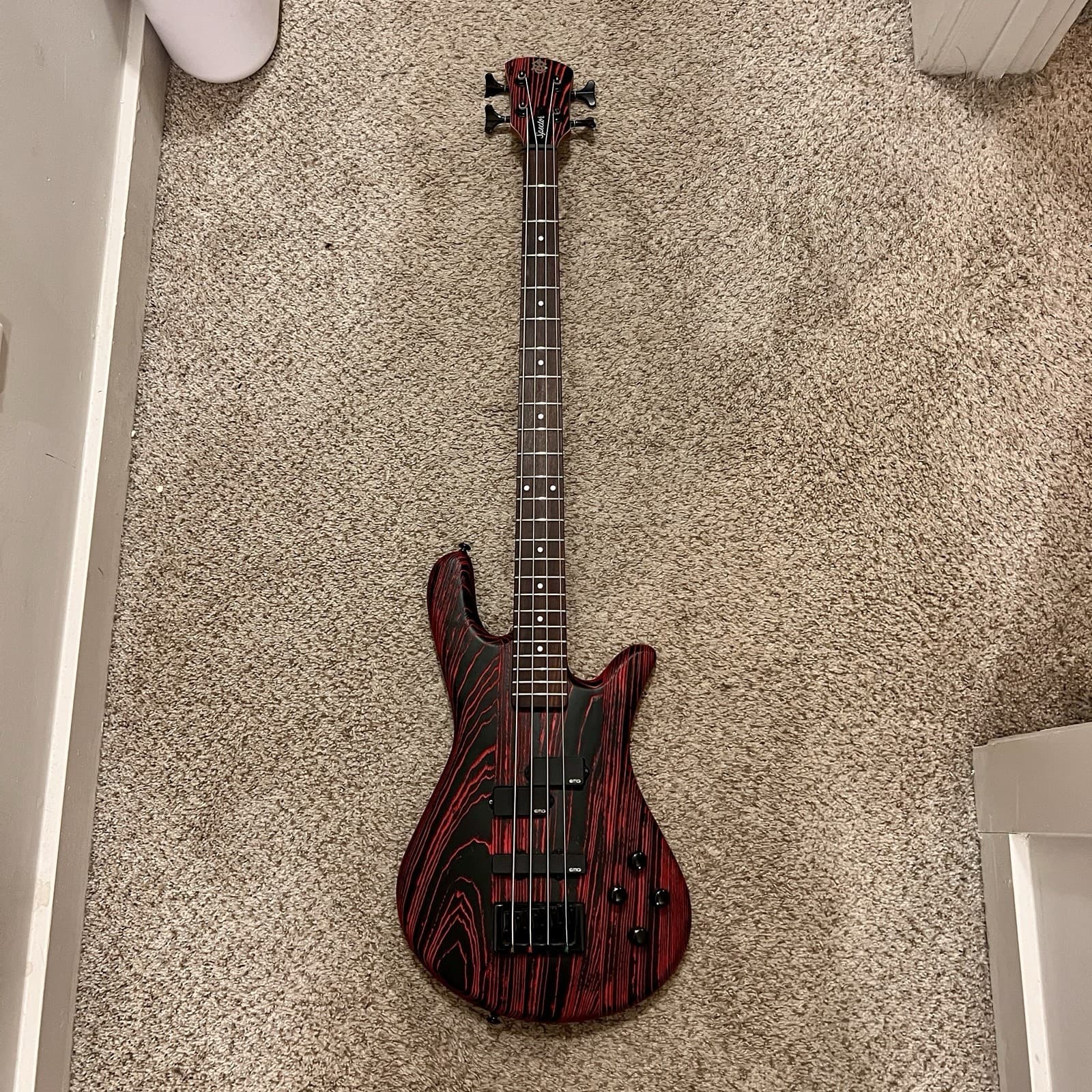 Spector NS PULSE 4 Satin Cinder Red Electric Bass Guitar Used With Soft Case