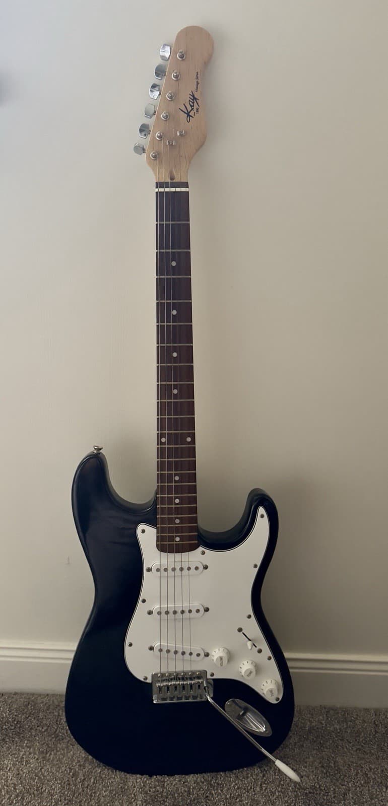 Kay Vintage Series Electric Guitar Solid Body Black 6 String Right-Handed