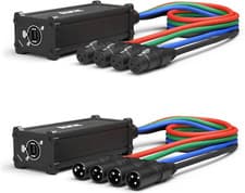 Pair of Audio Snake 4 Channel XLR 3 Pin Multi Network Breakout for Stage Sound