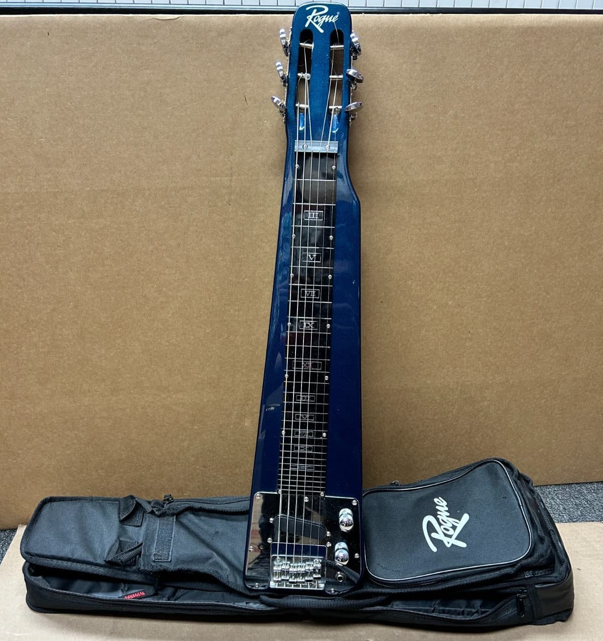 Rogue RLS-1 Lap Steel Guitar – Metallic Blue (RLSIMBL) with Bag, No Stand