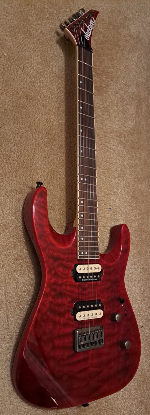 Jackson Chris Broderick Soloist HT6 Guitar, Dimarzios, Trans Blue, Excellent!