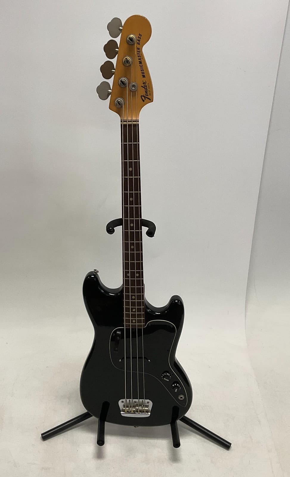 Vintage 1977 Fender Musicmaster Bass Guitar RH Black Made in USA