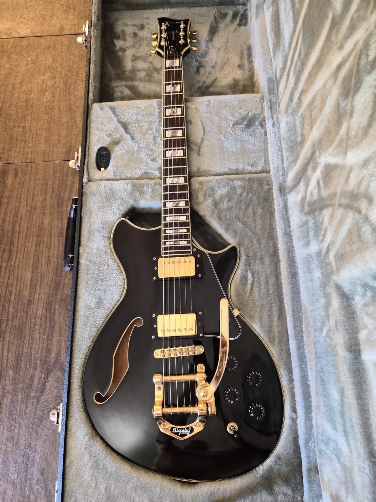 ESP XTONE PC-2V SEMI-HOLLOW BODY GUITAR W/ BIGSBY TREMOLO NEW FORMFIT ESP CASE