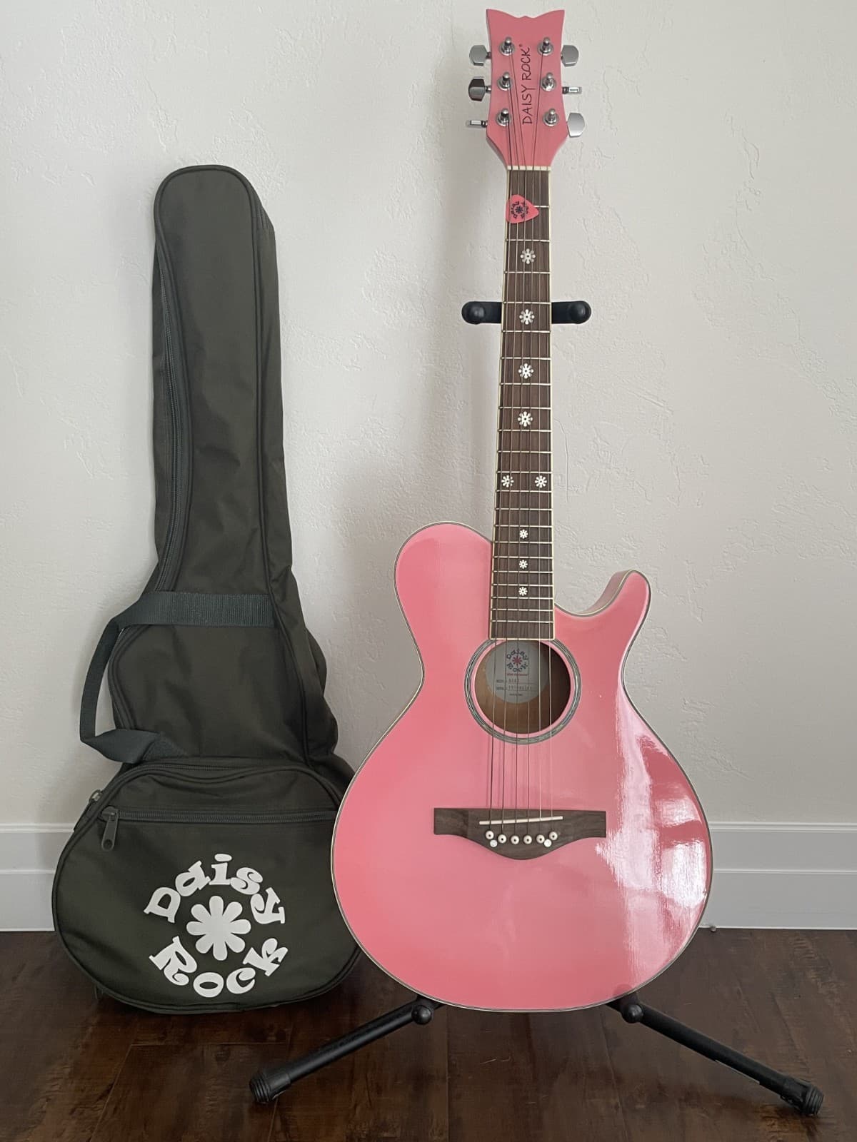 Daisy Rock Acoustic Pink Guitar, 3/4-size (children), 6-String