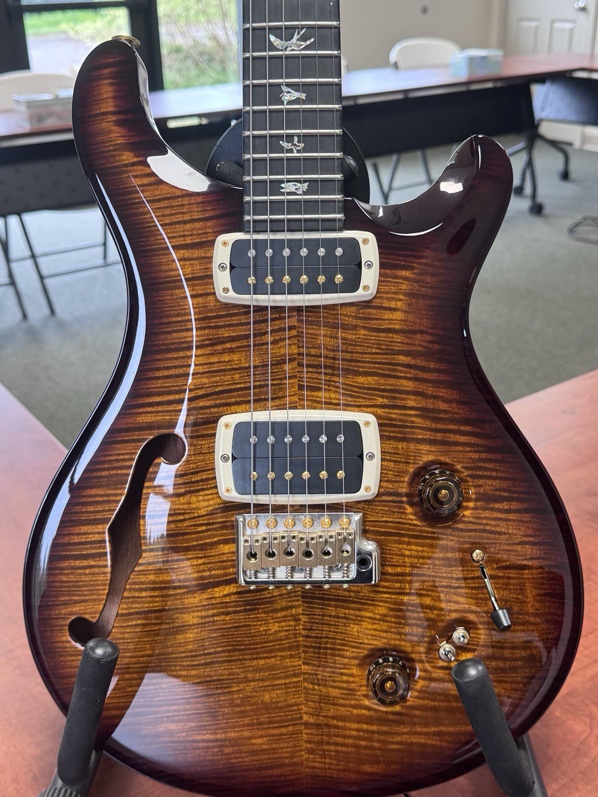 PRS Hollowbody II Semi-Hollow Electric Guitar Brown Flame Maple Top w/ Case