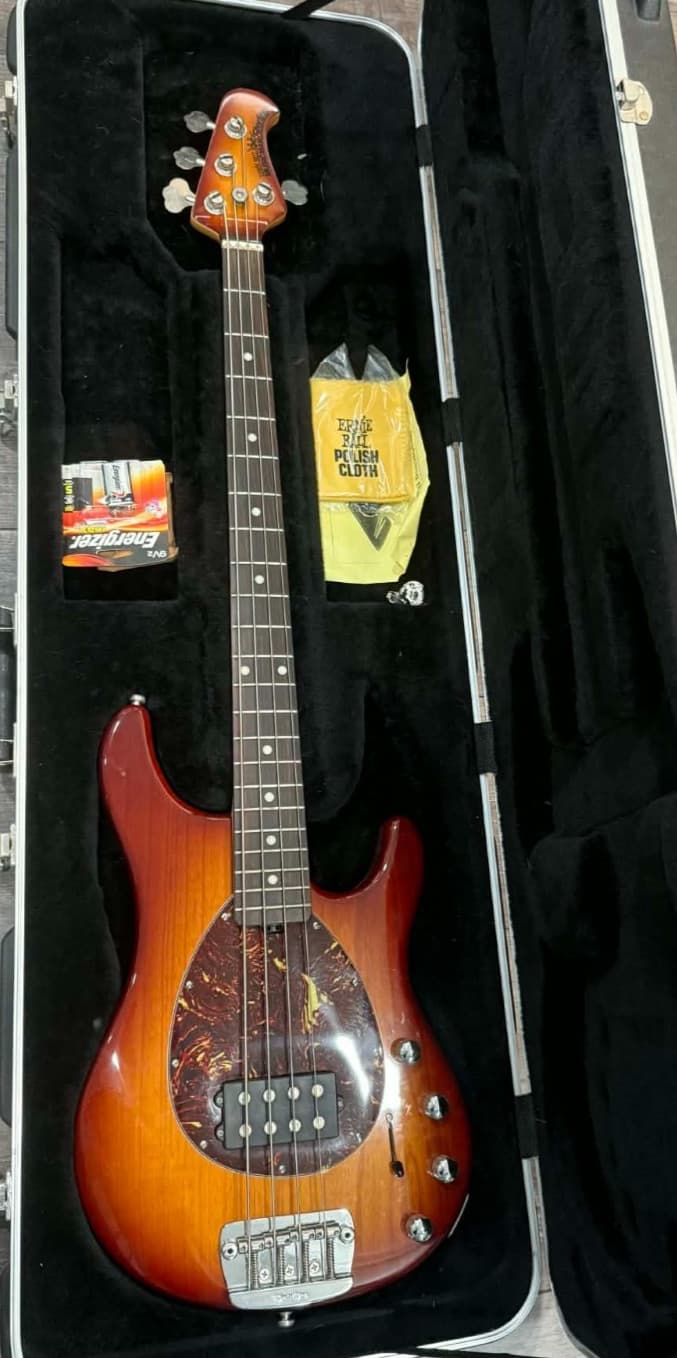 ERNIE BALL music man STERLING Honey Burst bass guitar w/ hardshell case. USA!!
