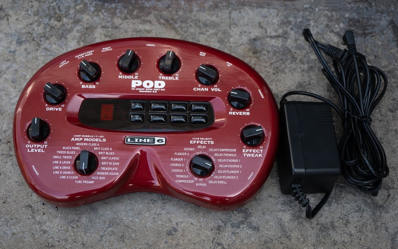 LINE6 POD ver.2.0 Guitar Multi-Effects & Amp Modeler with Power Supply