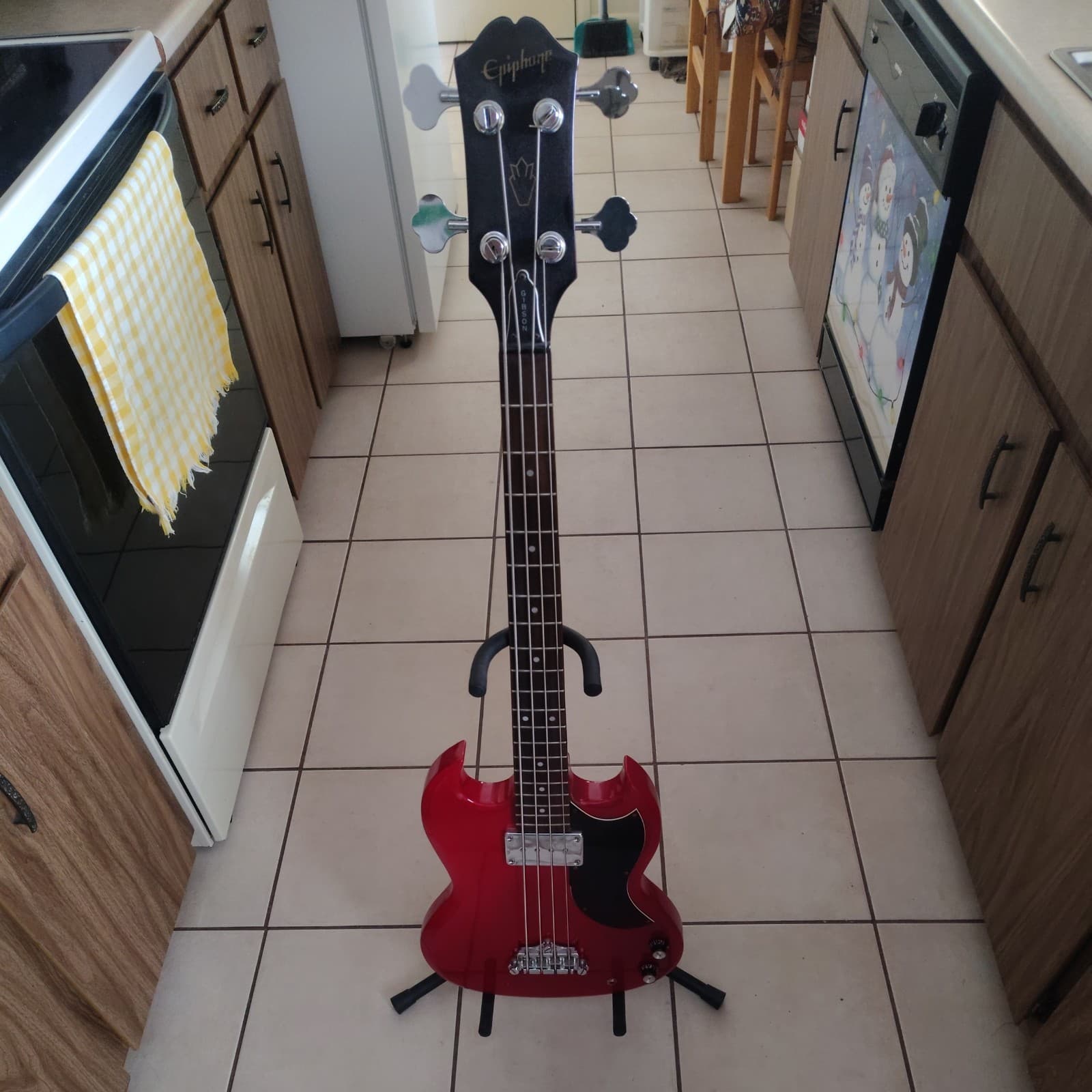 Lightly Used Epiphone EB-0 Electric Bass Guitar Cherry Red