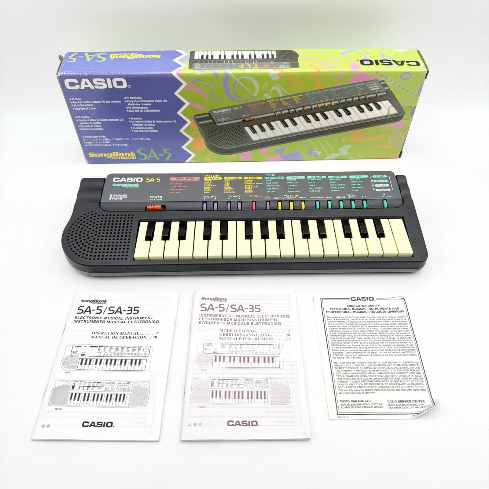 CASIO SA-5 SongBank Electric Keyboard Piano Synthesizer 32 Keys - TESTED