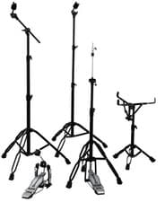 5 PCS Drum Percussion Hardware Package BLACK Boom Cymbal Hihat Snare Stand Pedal