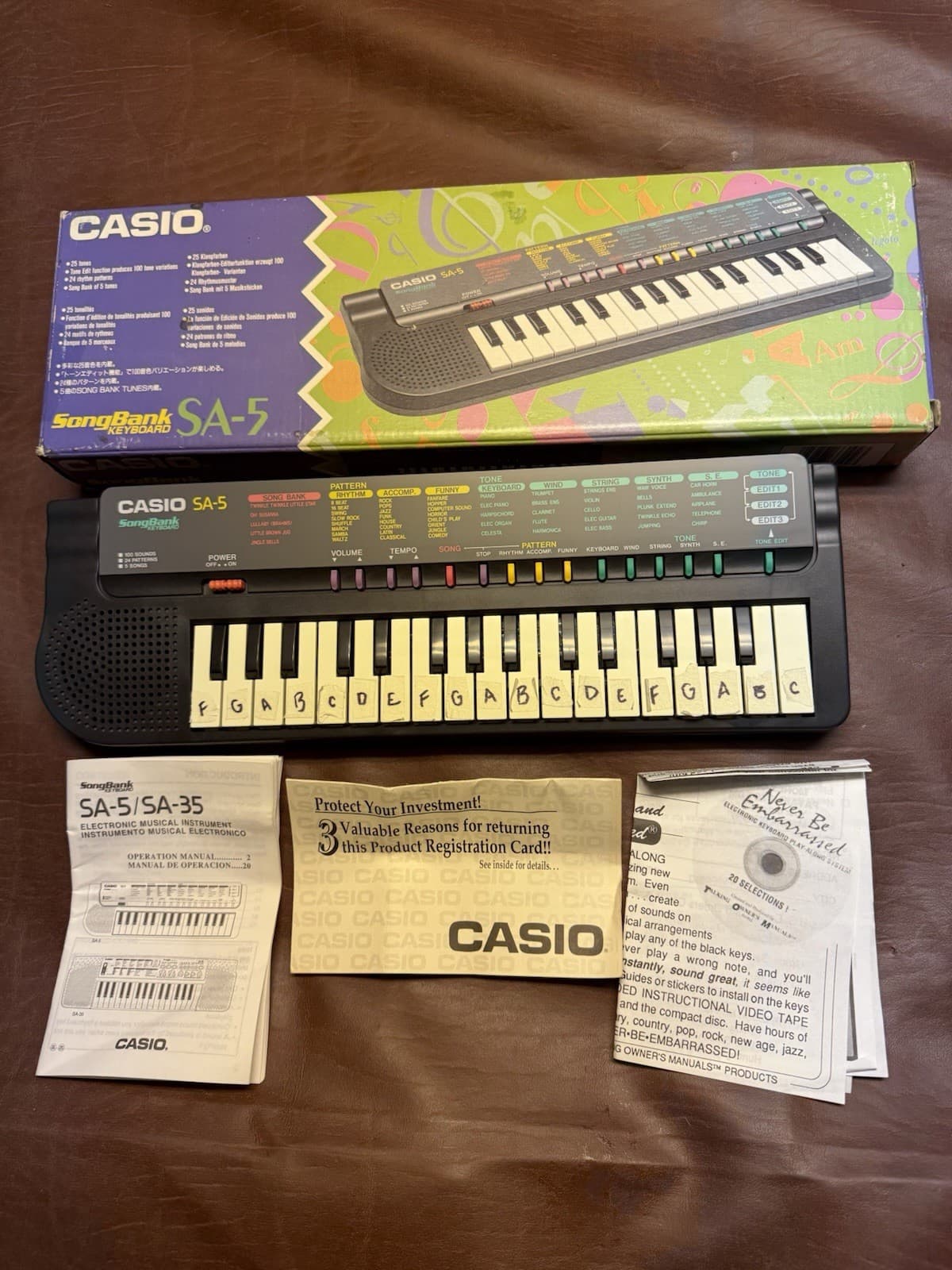 CASIO SA-5 SongBank Electric Keyboard Piano Synthesizer 32 Keys - TESTED