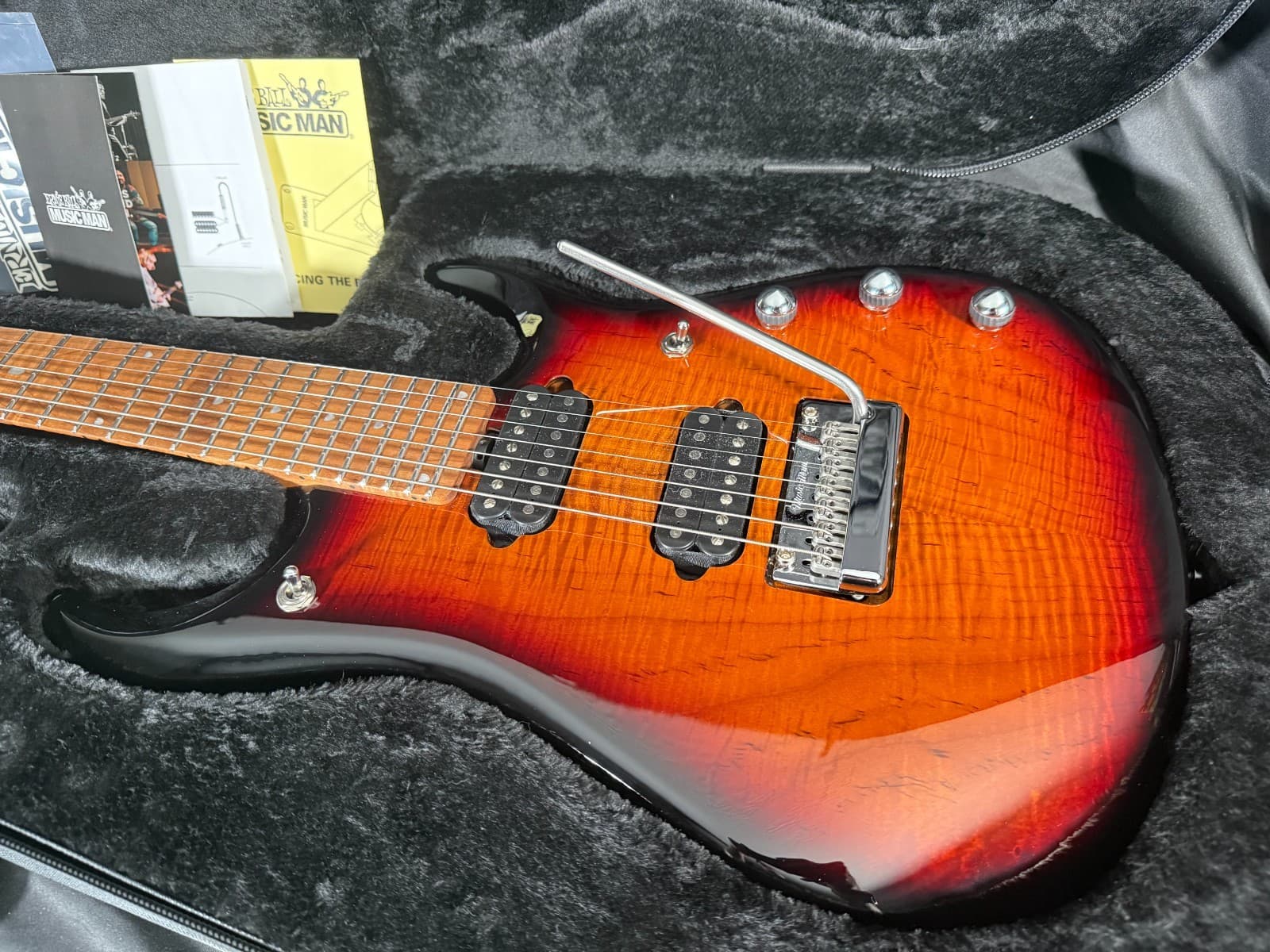 2023 Ernie Ball Music Man JP15 7 7-string - Tiger Eye Flame