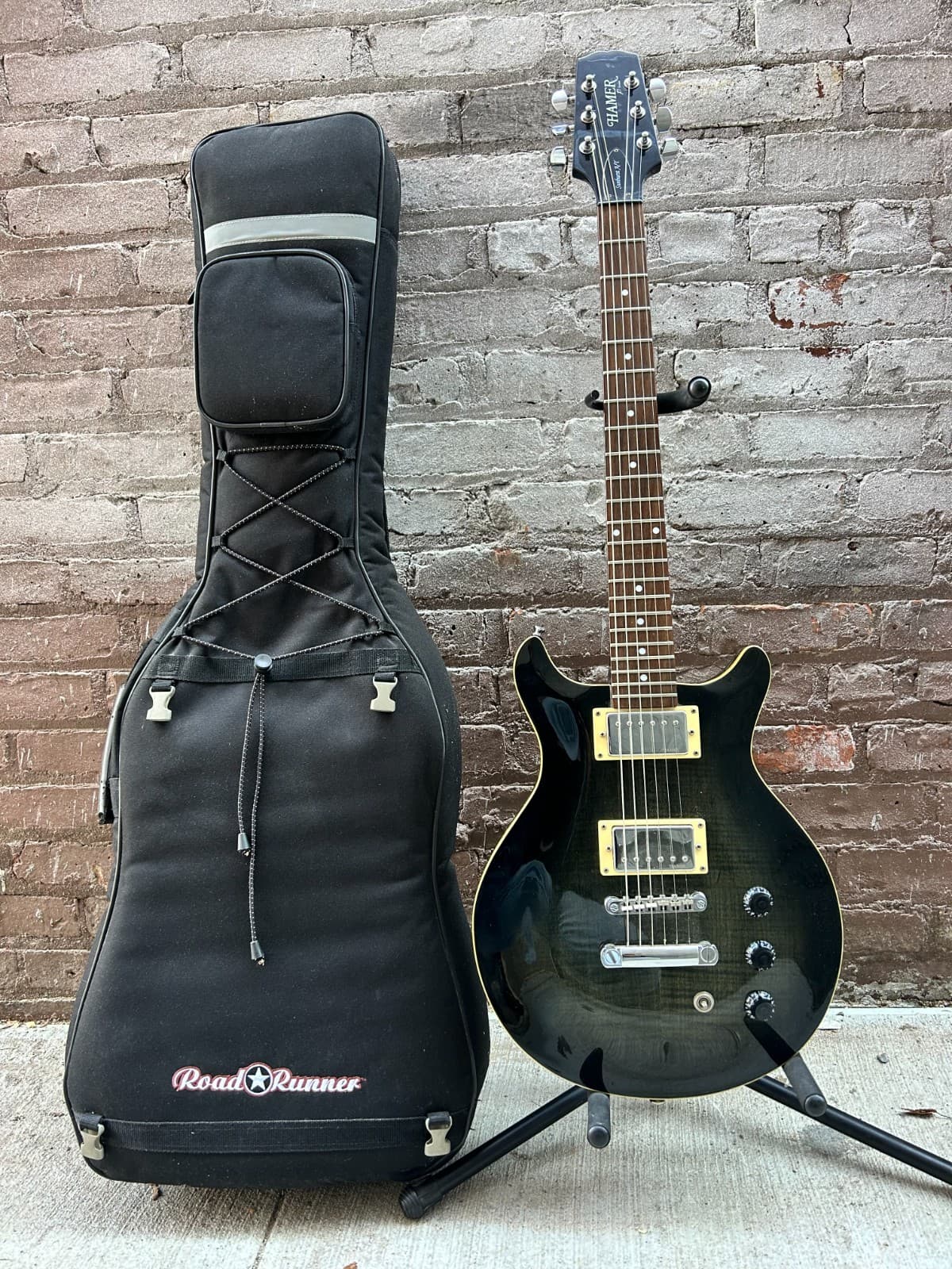 Hamer Slammer Series Electric Guitar – Black Flame Top – w/ Gig Bag