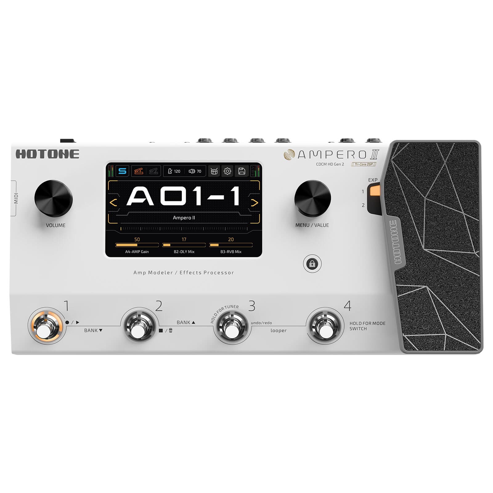 Hotone Ampero II Touch Screen Guitar Bass Amp Modeling IR Cabinets Simulation
